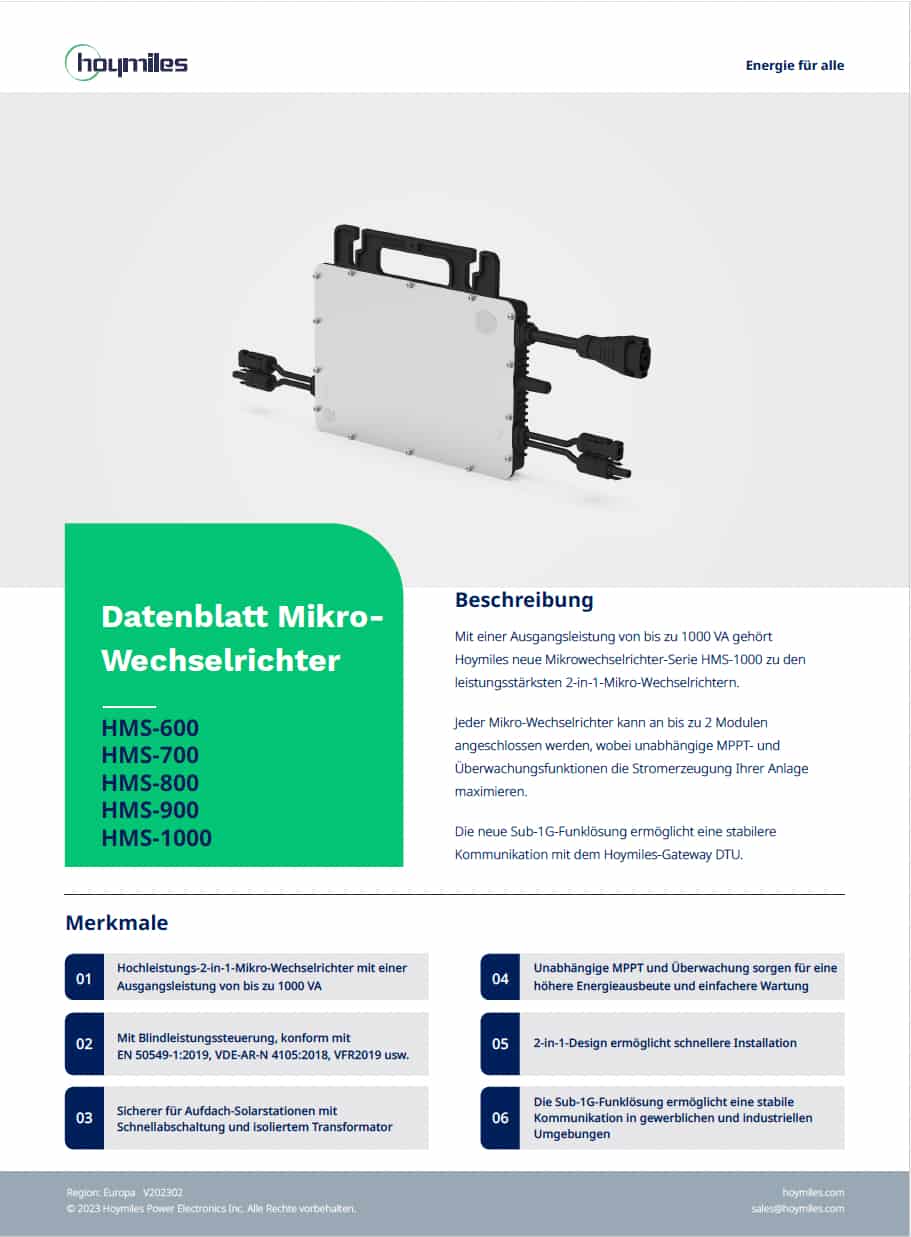 Hoymiles HMS-800W-2T Datenblatt