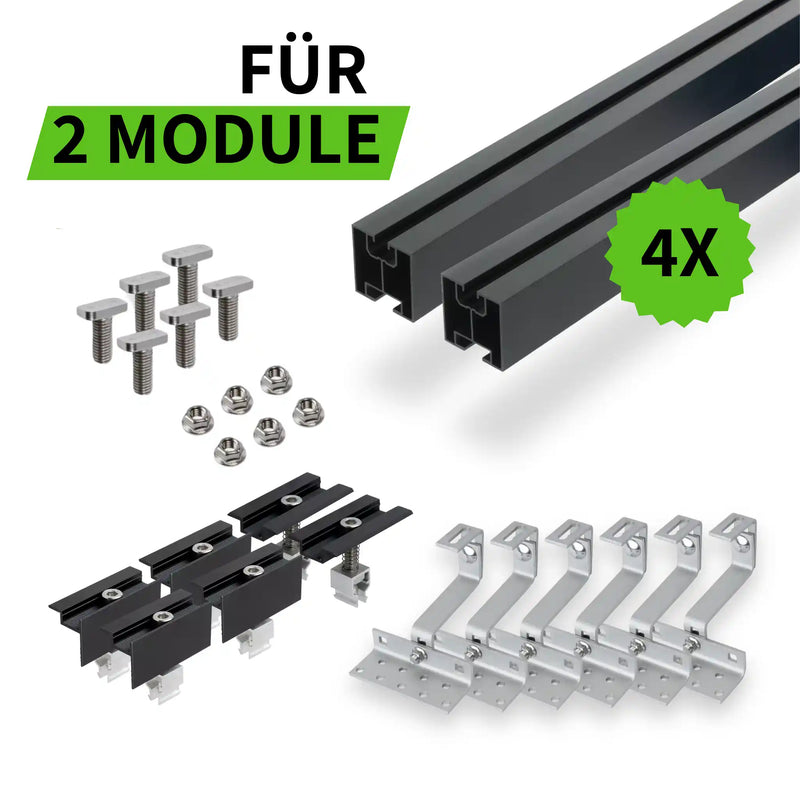 Schrägdach-Montageset für 2 Module schwarz