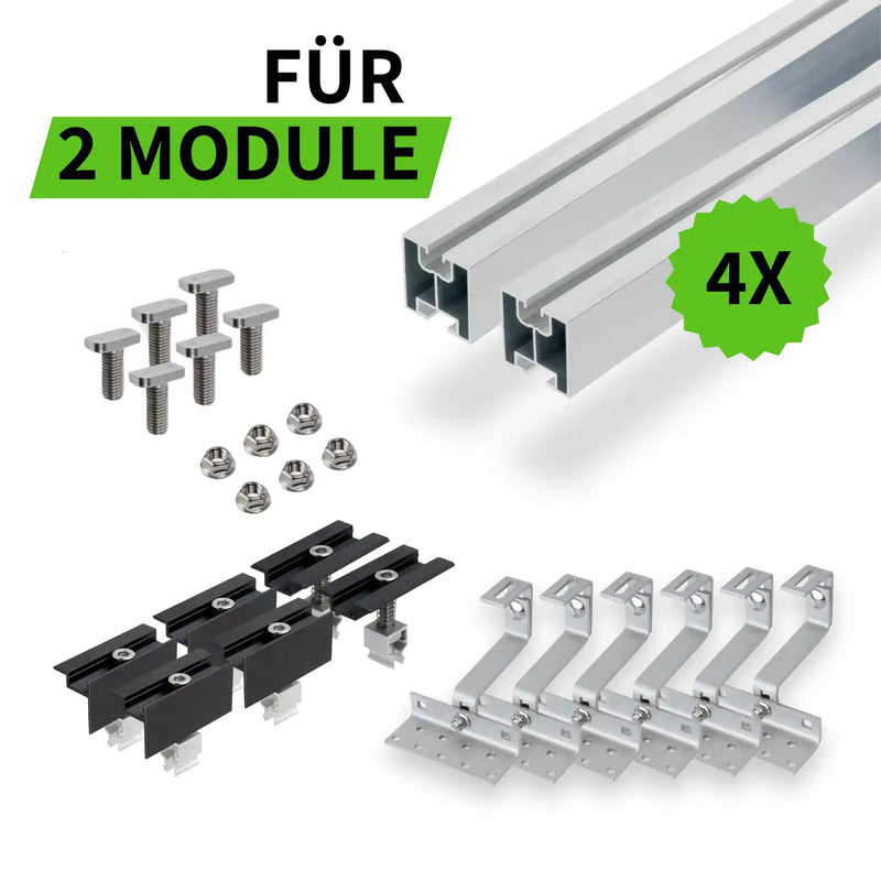 Schrägdach-Montageset für 2 Module silber