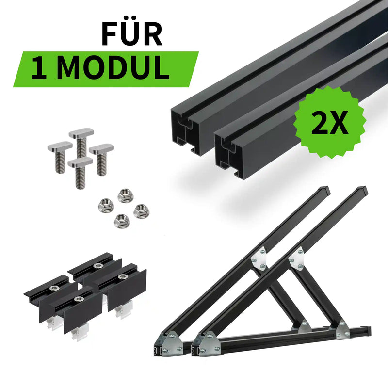 Flachdach- und Wand-Montageset für 1 Modul Schwarz