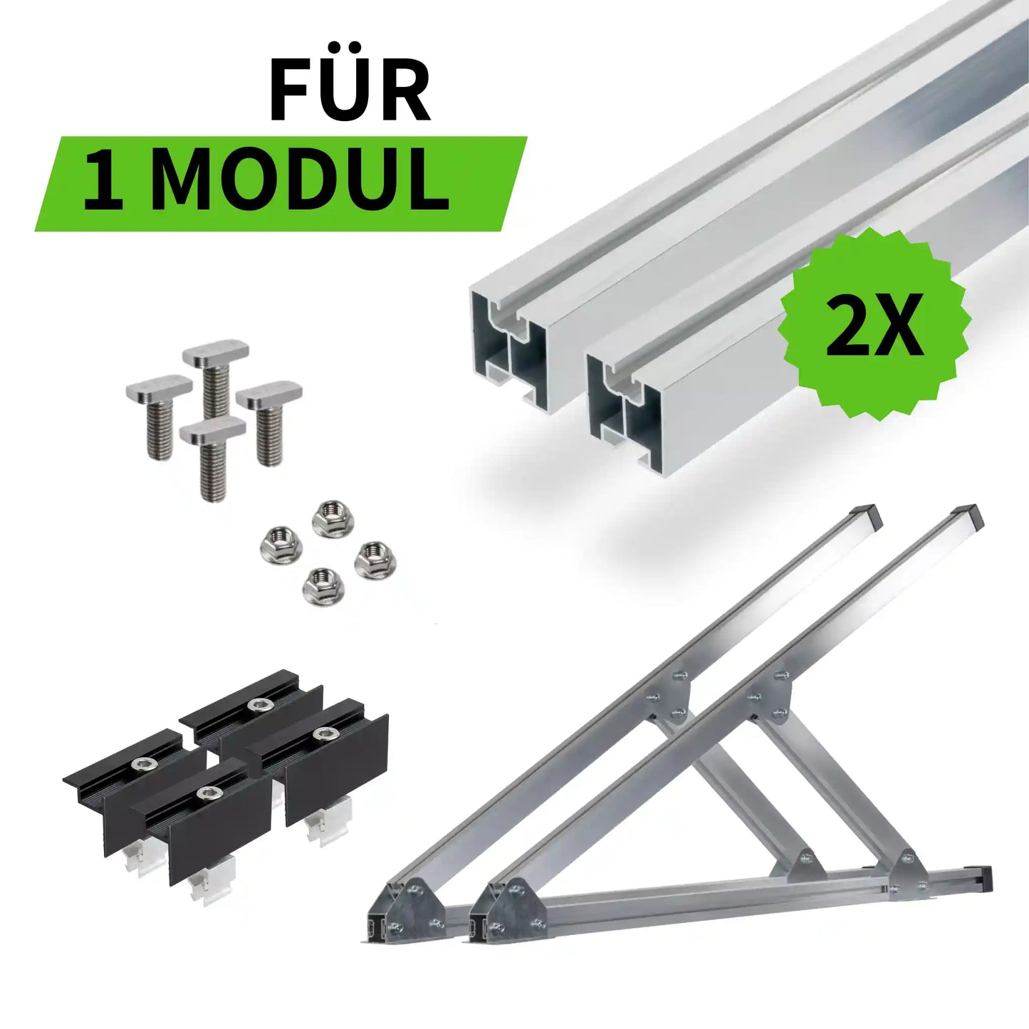 Flachdach- und Wand-Montageset für 1 Modul silber