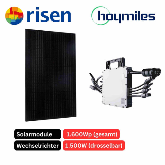 Komplettset: 1.600Wp Risen Full Black + Hoymiles HM-1500