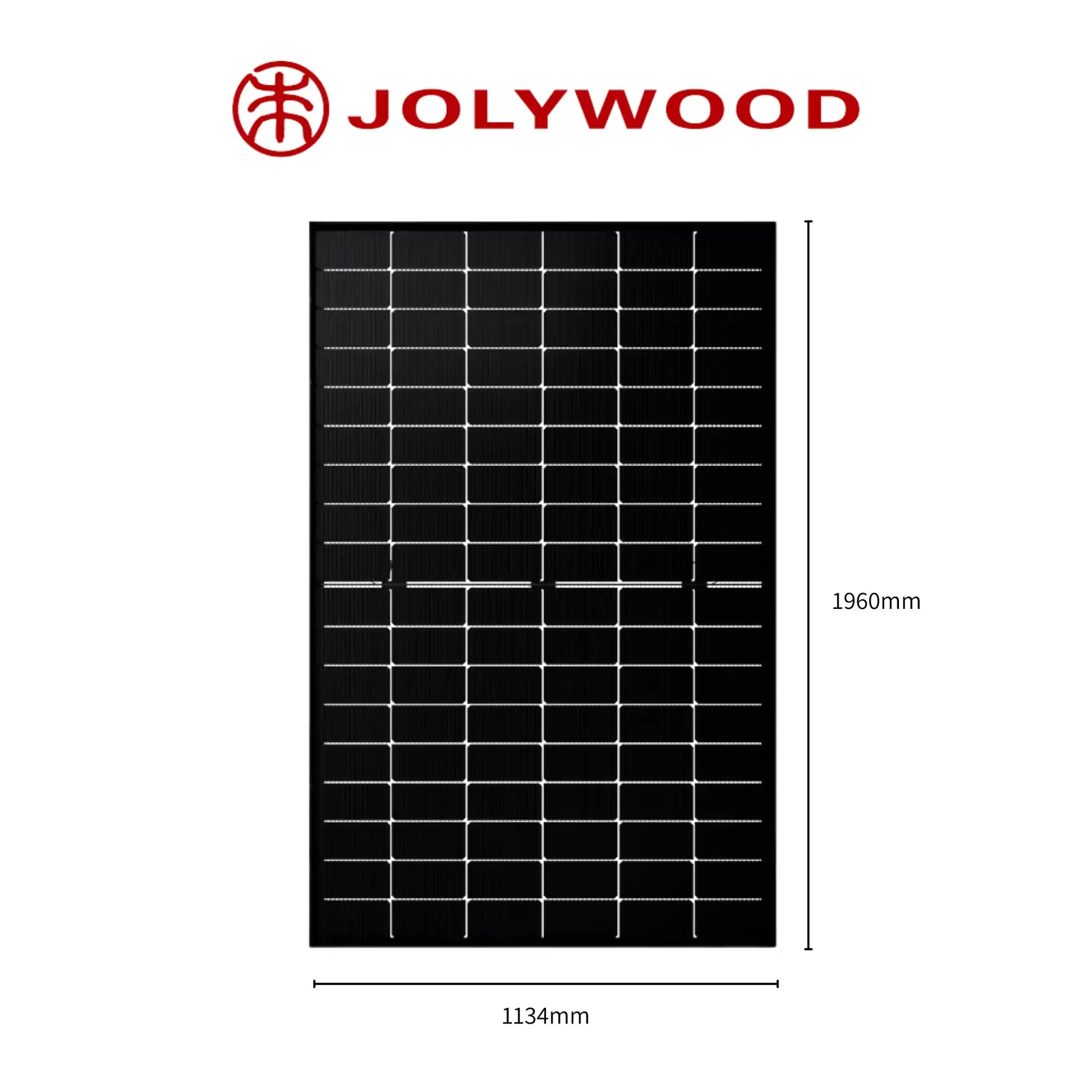 Jolywood 500Wp Niwa JW-HD108N-R2 Glas-Glas Bifazial Fullblack Solarmodul Maße