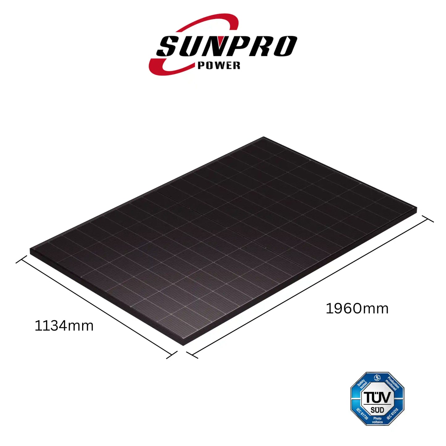 Sunpro 500Wp Topcon Bifazial Glas-Glas SPDG500-N108R12 Maße