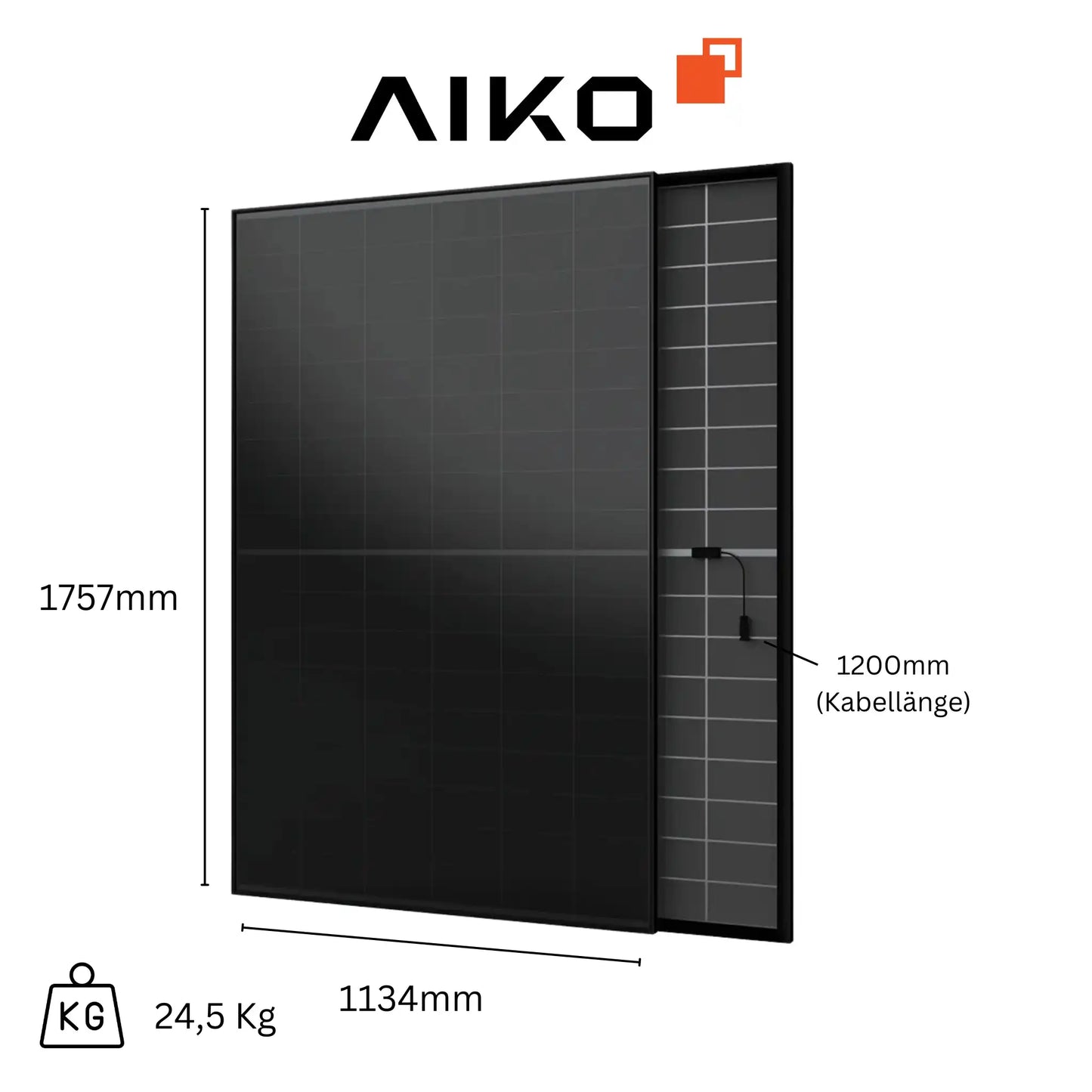 Aiko 455Wp A-MAH54Db N-Type ABC Neostar 2S+ Gen. 2 Glas-Glas Fullblack Maße