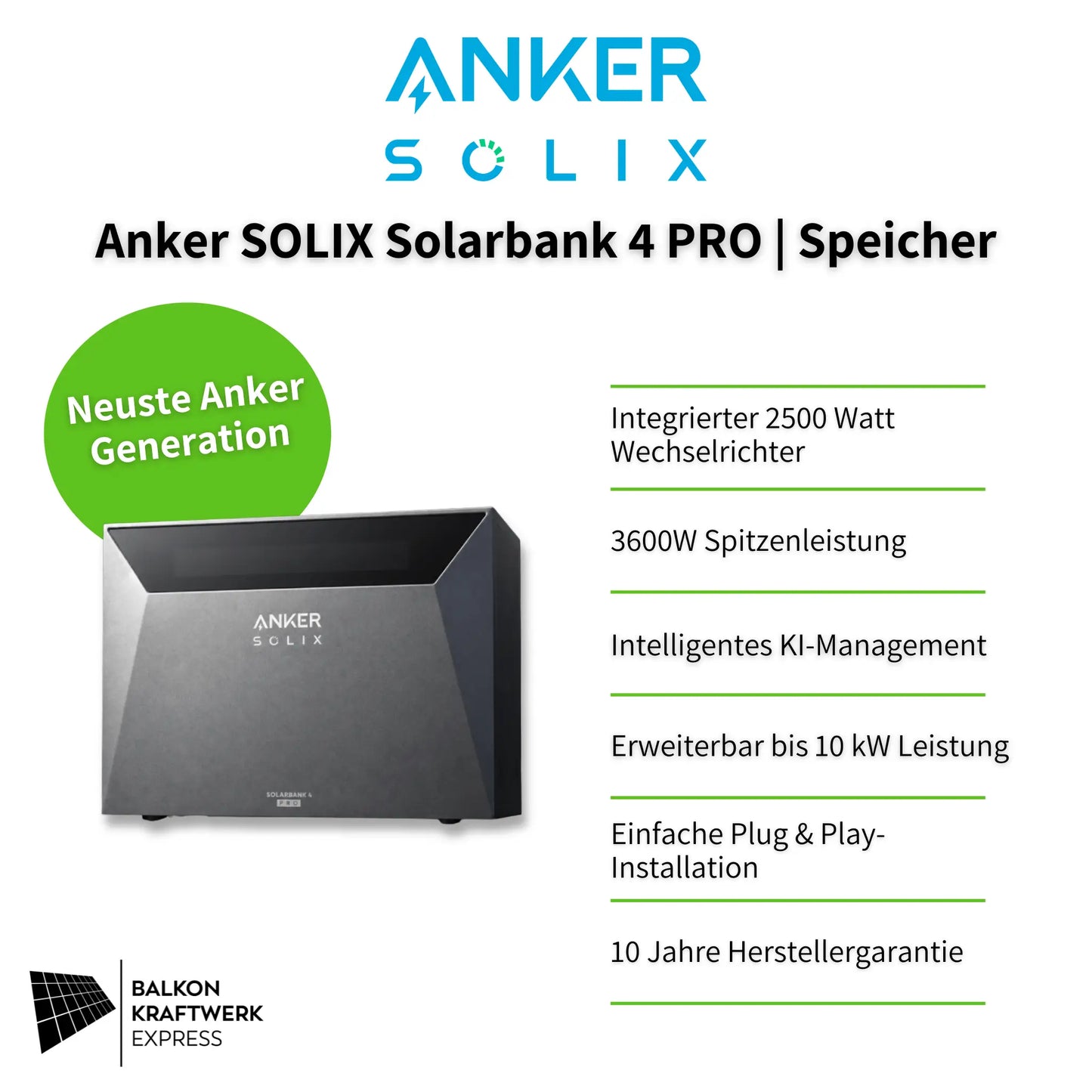 Anker SOLIX Solarbank 4 E5000 PRO | Balkonkraftwerk-Speicher Produktvorteile