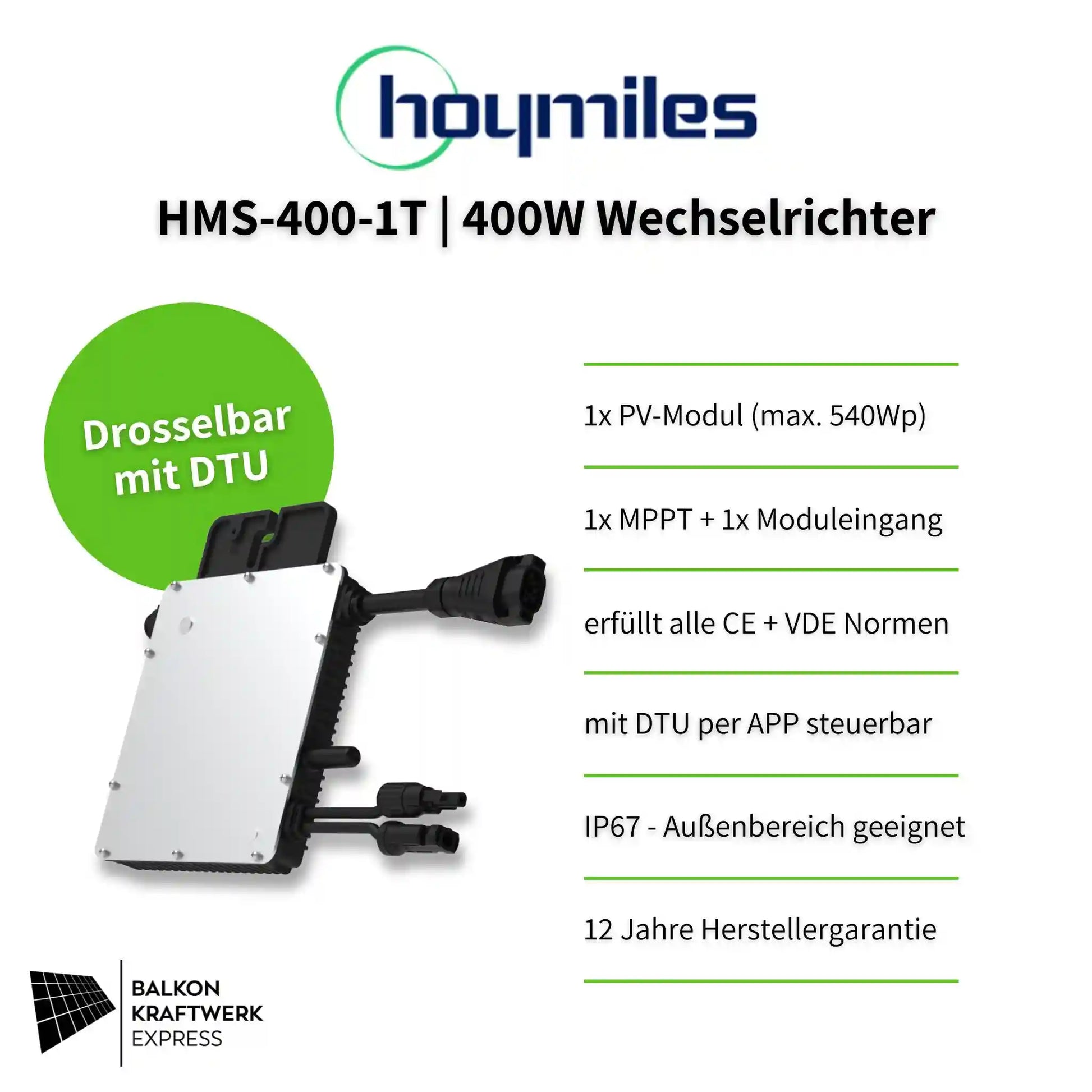 Hoymiles HMS-400-1T 400W Wechselrichter