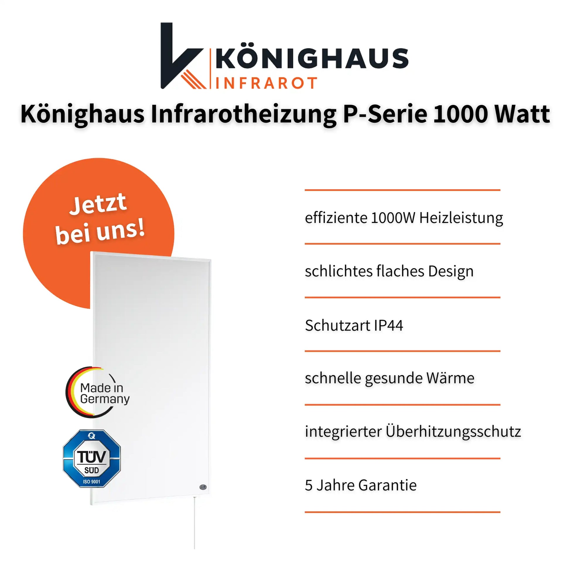 Könighaus Infrarotheizung P-Serie 1000 Watt