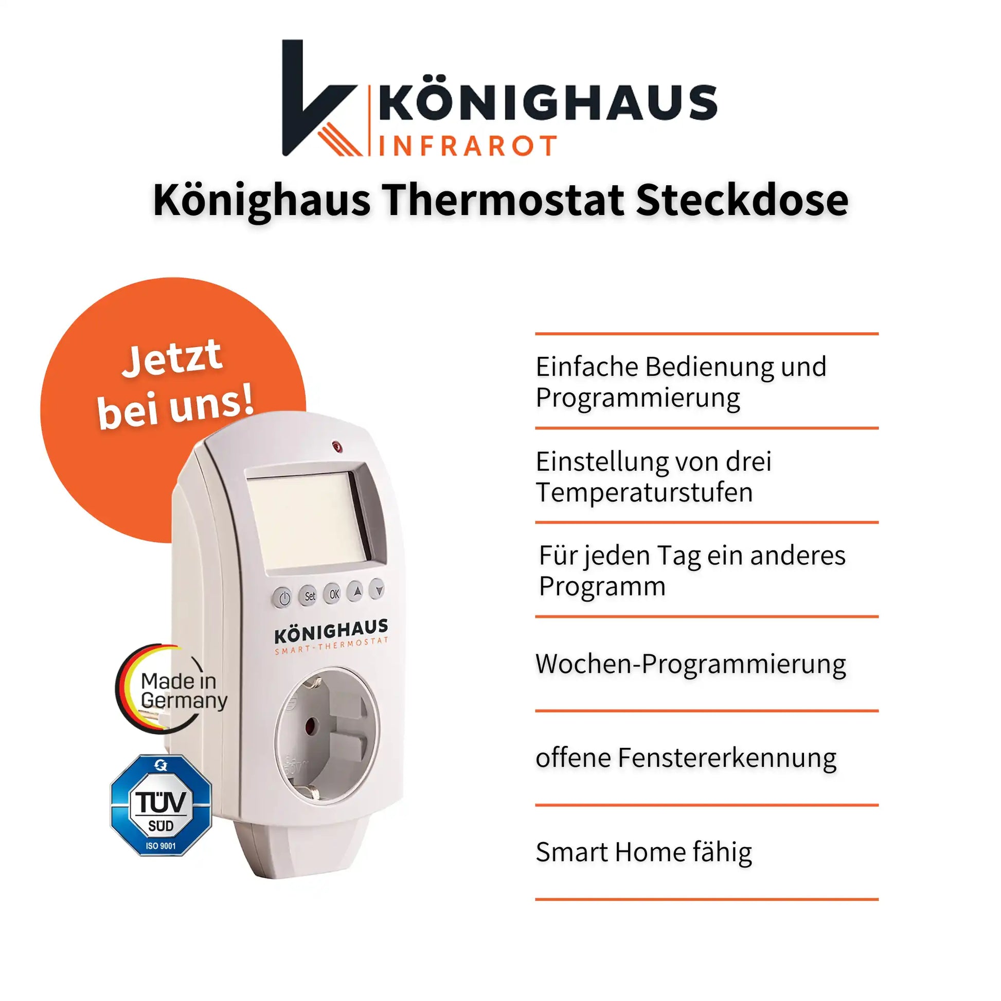 Könighaus Thermostat Steckdose WLAN + App-Steuerung