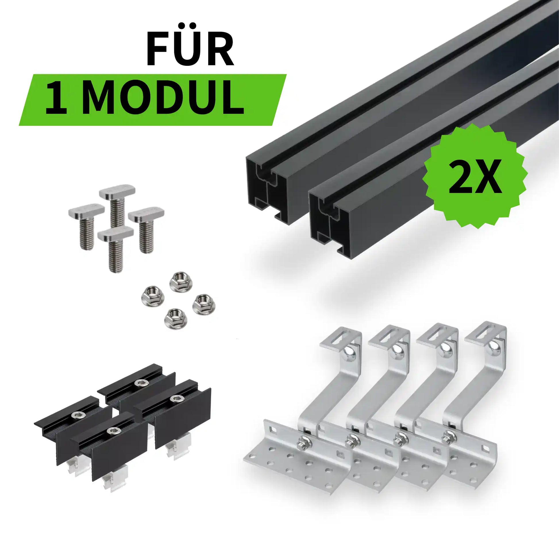 Schrägdach-Montageset für 1 Modul schwarz