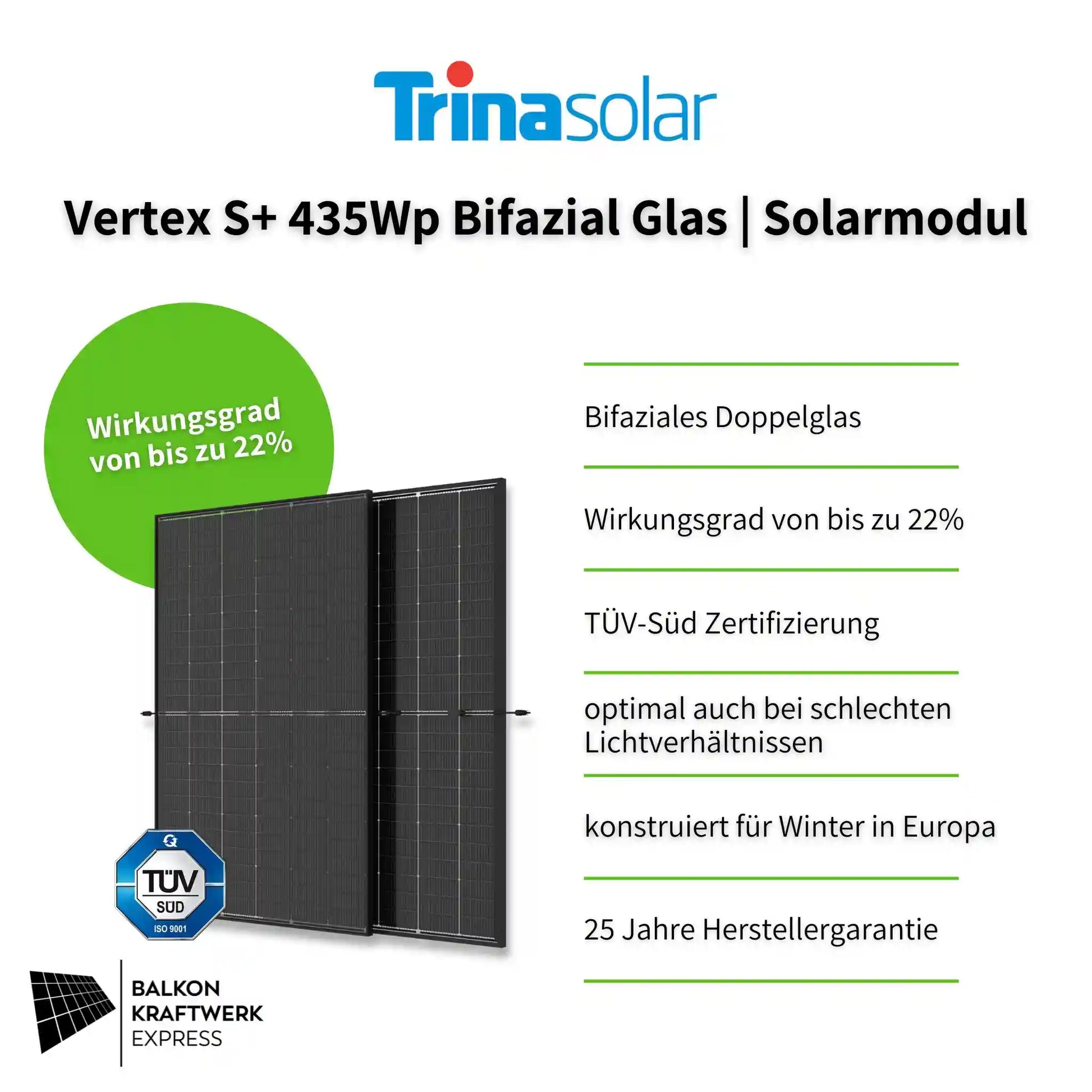 Trinasolar 435Wp Bifazial Glas Solarmodul